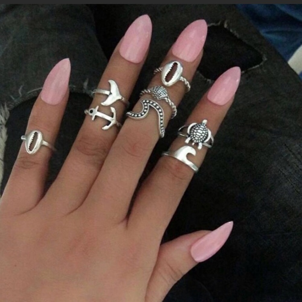 🌊New Set Of 8Pcs Silver Coated Stackable Rings🌊